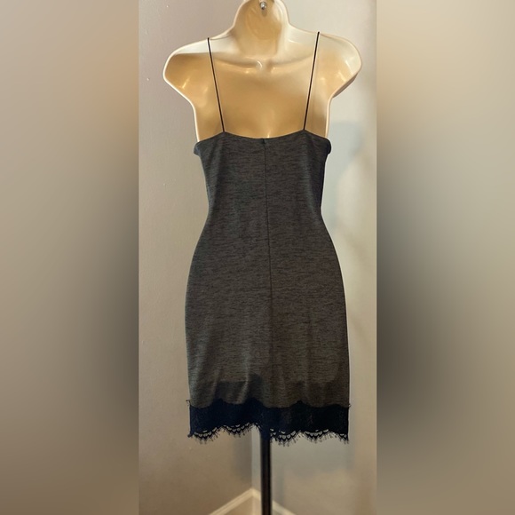 Topshop Forest Green Black Heather Lace Detail Mini Dress 2 - Picture 2 of 4